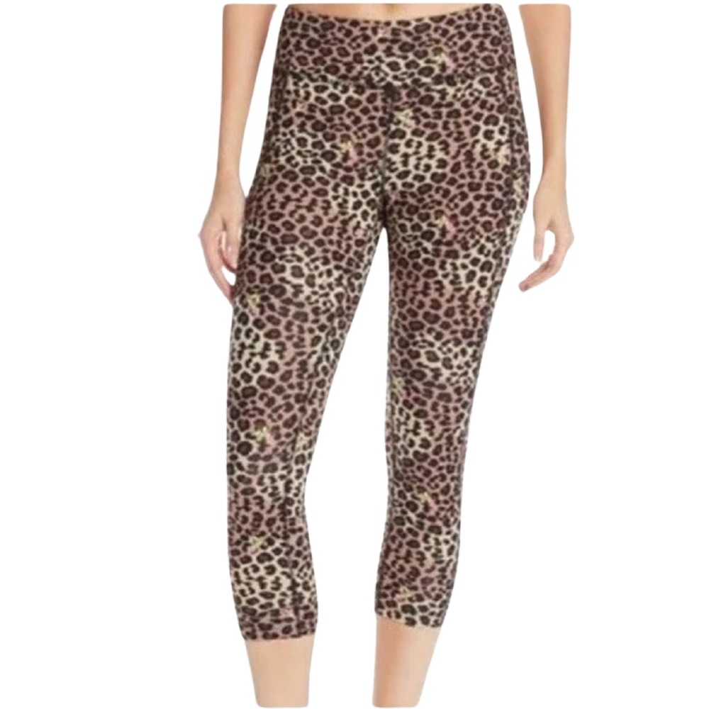 Betsey Johnson Stretch Leopard & Floral Print Compression Capri Leggings